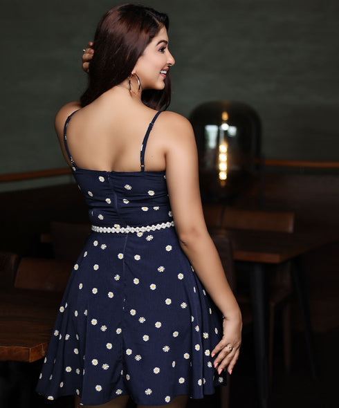 Strappy Sweetheart Neck Printed Dress